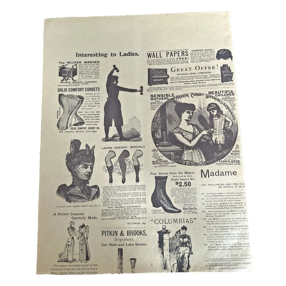 Vtg The Three B's McLean VA Early American Gift Wrap samples & Price List Flyer